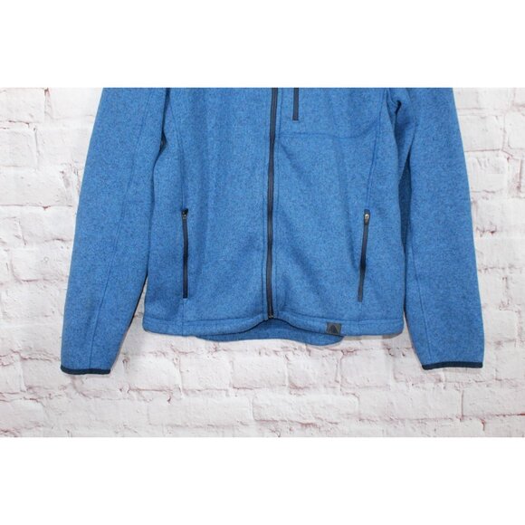 LL Bean Sweater Fleece Full Zip Jacket Rugged Knit Blue Size M - Picture 3 of 10